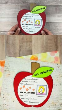 All about me apple craft banner for first day of school. Use it for preschoolers, kindergartners and older kids. #allaboutme #allaboutmeapple #allaboutmebanner #firstdayofschool #backtoschoolcraft