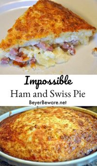 This impossible ham and swiss pie is the perfect breakfast casserole recipe. The pie is quick and easy and a crust that literally makes itself.