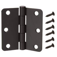 The Everbilt 3-1/2 in. x 1/4 in. Radius Smooth Action Door Hinge features a removable pin which provides easier installation or removal of door. Lubricated knuckles prevent binding to ensure quiet operation
