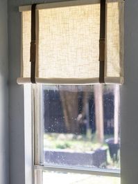 Linen and Leather Roll Shades