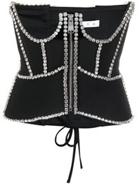 AREA Crystal Embellished Corset Top - Farfetch