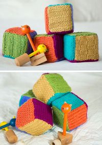 Free Knitting Pattern for Stitch Sampler Swatch Baby Blocks with Free Trial - Make baby blocks out of stitch swatches! In the pattern and class, Melanie Falick covers basic stitch sampler patterns. Then she shows how to seam the swatches around a foam cube for a fun quick baby gift. Pattern and instructional video class available for free with a free trial at Creativebug. Also a great idea for re-purposing swatches from other projects. Great quick baby shower gift!