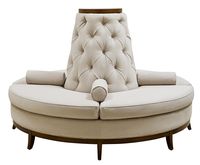 Leather Match Center Banquette with Armrests