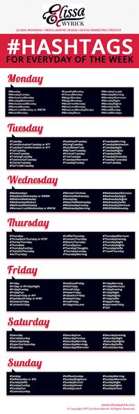 Weekday Hashtag Cheat Sheet More