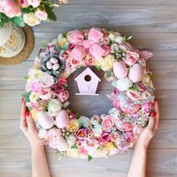 Luxury Pink Easter Wreath 165 Front Door Spring Wreath | Etsy