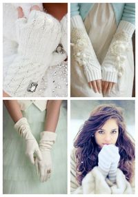 Gloves and mittens are cool accessories for fall and winter brides because with the help of them you can make a contrast, highlight your