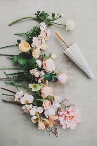 Flower Girl Ideas DIY floral parasol for your flower girl with artificial flowers from Afloral.com. Designed by Green Wedding Shoes.