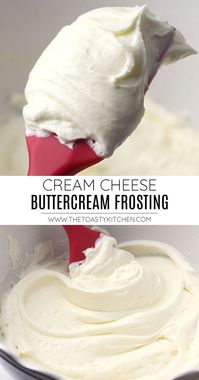 Cream cheese buttercream frosting recipe - by The Toasty Kitchen. Cream cheese buttercream frosting is a smooth and rich frosting that's perfect for your next cake or cupcake recipe. Cream cheese frosting pairs perfectly with any flavor of cake or cupcake you can imagine! #frosting #creamcheesefrosting #creamcheese #creamcheesebuttercream #buttercreamfrosting #silkyfrosting #smoothfrosting #frostingrecipe #easyfrosting #cakefrosting #cupcakefrosting #creamcheesefilling #recipe #homemade
