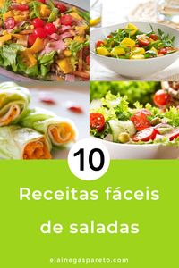 Sabe aqueles dias de calorão, em que a gente não se anima nem a ligar o fogão? Veja essas 10 receitinhas de saladas lindas, fáceis e deliciosas pra te inspirar nos dias mais quentes! Clica na imagem, salve as receitinhas! #receita #receitas #salada #comida #salad #receitinhas