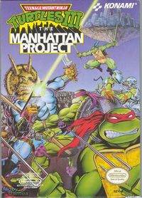 Teenage Mutant Ninja Turtles III: The Manhattan Project NES Front Cover