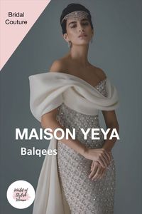 Hand Embroidered straight cut gown with a moulage of Silk Gaza and train. Wedding gown "Balqees" from the bridal couture collection "Utopia" by Maison Yeya.