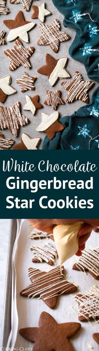 White Chocolate Gingerbread Cookies - A soft and chewy gingerbread cookie that's brimming with spices and perfectly paired with a sweet white chocolate coating. An excellent holiday cookie recipe you won't want to lose! #christmascookies #cookies #dessert #holidaybaking #gingerbread #whitechocolate