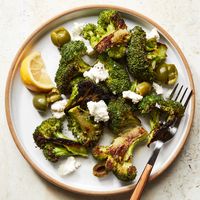 Burnt Broccoli and Crushed Olive Salad Recipe | Epicurious