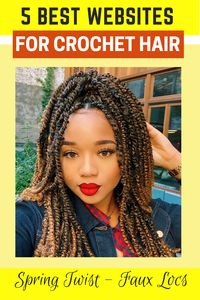 Find affordable, reliable and fast shipping on crochet styles with these top 5 sites. #crochethair #crochetbraids #blackhairstyles #protectivestyles #longbraids #lacewigs #blackhaircare #blackalopecia #braidtips #springtwist #fauxlocs