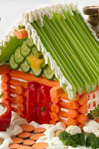 Make a Veggie House rather than a Gingerbread House! #veggiehouse #veggielodge #HealthyHoliday via @nobiggie