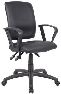 Adjustable Loop Arms Office Chair Black PU Leatherette Multi-Function SKU: ap237p Elegant design task chair with soft PU leather or fabric upholstery. Option of no arms, T arms or loop arms. Fully adjustable ergonomic chair to meet your needs