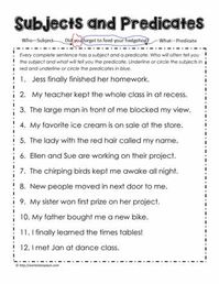 Identify the Subjects and Predicates