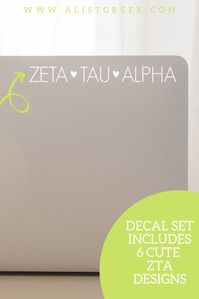 The perfect ZTA laptop decal from www.alistgreek.com! #sororitysticker #greekletters #sororityletters #cardecal #laptopsticker #statesticker #sticker #decal #zetataualpha #zeta #zta #ztadecal #ztasticker #biddaygifts