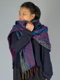 Echarpe "oversize" imprimé fleurs indiennes femme - Forgotten Tribes - Vêtements ethniques
