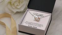 Show Mom your love and appreciation with this beautiful interlocking hearts necklace and heartfelt message card. It's great for birthdays, Mother's Day, Valentine's Day or just because to say I love you.