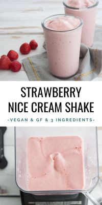 Strawberry Nice Cream Shake (vegan, gluten-free and refined sugar-free) | ElephantasticVegan.com #vegan #shake #strawberry #nicecreamshake