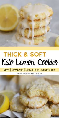 Thick & Soft Keto Lemon Cookies - These keto lemon cookies are so soft and bursting with lemon flavor! #ketolemoncookies #lemoncookies #ketocookies | buttertogetherkitchen.com
