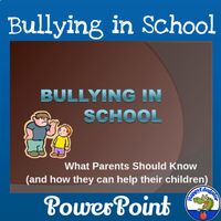 Bullying in School PowerPoint - What Parents Should Know. Excellent resource for Bullying Prevention Month. Defines bullying and cyber-bullying, how to recognize bullies and victims of bullying, and what to do to help. 16 slides. Editable.You can share with parents in Zoom or videoconferencing, whi...