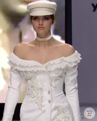 Embroidered Off Shoulder Wedding Dress with Long Sleeves. 2020 Bridal Collection “No Fear“. Runway Show by Yolancris.