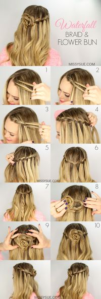 Waterfall Braid and Flower Bun Tutorial | Sole Tutorials
