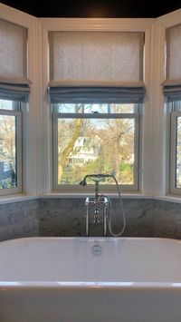 The Shade Store / Roman Shades in Metallic Sheer Driftwood