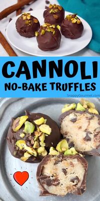 CANNOLI TRUFFLES RECIPE - This no-bake chocolate coated candy is a fun and easy treat for any time of the year inspired by the Italian dessert! #SnappyGourmet #Candy #Cannoli #Italian
