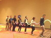 Move forward together as a team, but no hands!