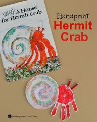 This handprint hermit crab craft for kids is a great extension of the Eric Carle book, A House for Hermit Crab and makes a great classroom display!