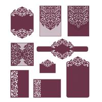 Set laser cut templates SVG, DXF, CDR, RSVP, Reception, Belly Band Cricut, Silhouette Cameo, Brother Scan n Cut от NarisariDigitalArt