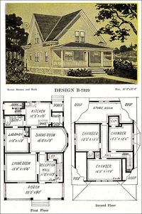 1918 Late Queen Anne Free Classic House – Modern American Homes – C. L. Bowes Co. of Chicago. Pretty, practical small house from the very tail end of the QA period with Colonial details. The cross-gabling was more common earlier in the decade.
