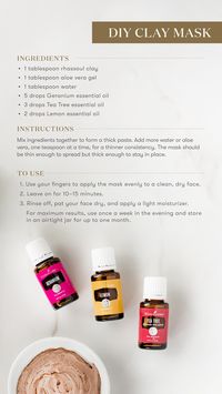 Face the year confidently—and boost your cold-weather skin care routine with a DIY clay mask recipe using Geranium, Tea Tree, and Lemon essential oils. #diy #recipe #skincare #aromatherapy #essentialoils #youngliving #yleo