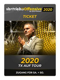 Standard Ticket: Zugang zu beiden Veranstaltungstagen und dem Kongress (Samstag + Sonntag) Seminartasche mit Unterlagen und Überraschung Executive Ticket: Erlebe die Veranstaltung aus der ersten Reihe Flatrate Ticket: Zugang zu ALLEN Veranstaltungen 2020 Executive Flatrate Ticket: Erlebe ALLE Veranstaltungen aus der ersten Reihe VIP Ticket: Genieße feinstes Catering in den Pausen, Priority Zugang, garantierter Sitzplatz in der ersten Reihe, sowie der persönliche Kontakt zu Dirk Kreuter.