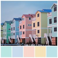 Tinted, multi-coloured houses at Fenwick Island, Delaware. Colour palette by Zena O’Connor.