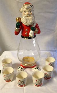 Napco Vintage 8 Piece Decanter Set - Santa Claus - Very Rare - 1958
