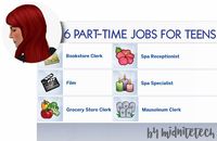 🎥⚰️🕮🛍️🌺PART TIME JOBS FOR TEENS🌺🛍️🕮⚰️🎥 I’ve converted 6 part-time jobs for teens from The Sims 3, reimagined for TS4. I’ve changed some of the job titles to keep in with my OCD nature of having to have ‘realistic’ job titles. These are all separate...