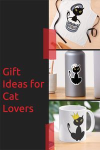 Apron, Mug, Stickers gift ideas for cat lovers. Check out more designs in the link! #BlackCat, #Kitty, #PetLover