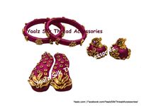 Yaalz Silk Thread Kundan Stone Bangle Pair With Matching Jhumka Earrin