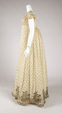 Evening dress, ca. 1810, French, cotton, metallic thread, Metropolitan Museum of Art, 1976.137.1