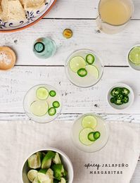 Spicy Jalapeño Margaritas are the BEST drink for entertaining. They're easy to make, super fun, and totally delicious. | Love and Lemons #cocktailrecipes #margarita #jalapeno