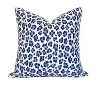 Luxury throw pillow made of high quality designer fabric with an elegant cheetah pattern in a soothing blue color. Perfect for your bed or sofa. Size customizable. :::::::::::::::::::::::::::::::::::::::::::::::::::::::: D E T A I L S :::::::::::::::::::::::::::::::::::::::::::::::::::::::: ∙