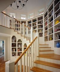 Stairs with bookcases.