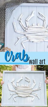 Next time you’re at the beach, don’t miss your chance to collect beautiful pieces of driftwood to use for this fun Driftwood Crab Wall Art! #craftsbyamanda #driftwoodart #wallart #coastaldecor #homedecor #wooddrift #coastaldecorating