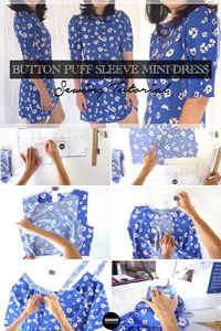 This mini dress silhouette is perfect for solid or ditzy print fabric to create casual or date night look. Preferably sew the Dawn dress with poly or viscose crepe for year round wearability, but give it a more distinctive puff sleeve by using cotton or crepe de chine fabric.