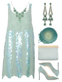 "Perfect Party Dress: Aqua Mint" by theseapearl ❤ liked on Polyvore featuring LUCY IN DISGUISE, Jimmy Choo, Loewe, Luis Miguel Howard, partydress and splurgegifts