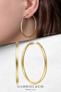14K Yellow Gold 50MM Plain Classic Hoop Earrings EG14074Y4JJJ #Gabriel Co #Gabriel Jewelry #Gabriel And Co #HoopsEarrings #Earrings #YellowGoldEarrings #ClassicEarrings